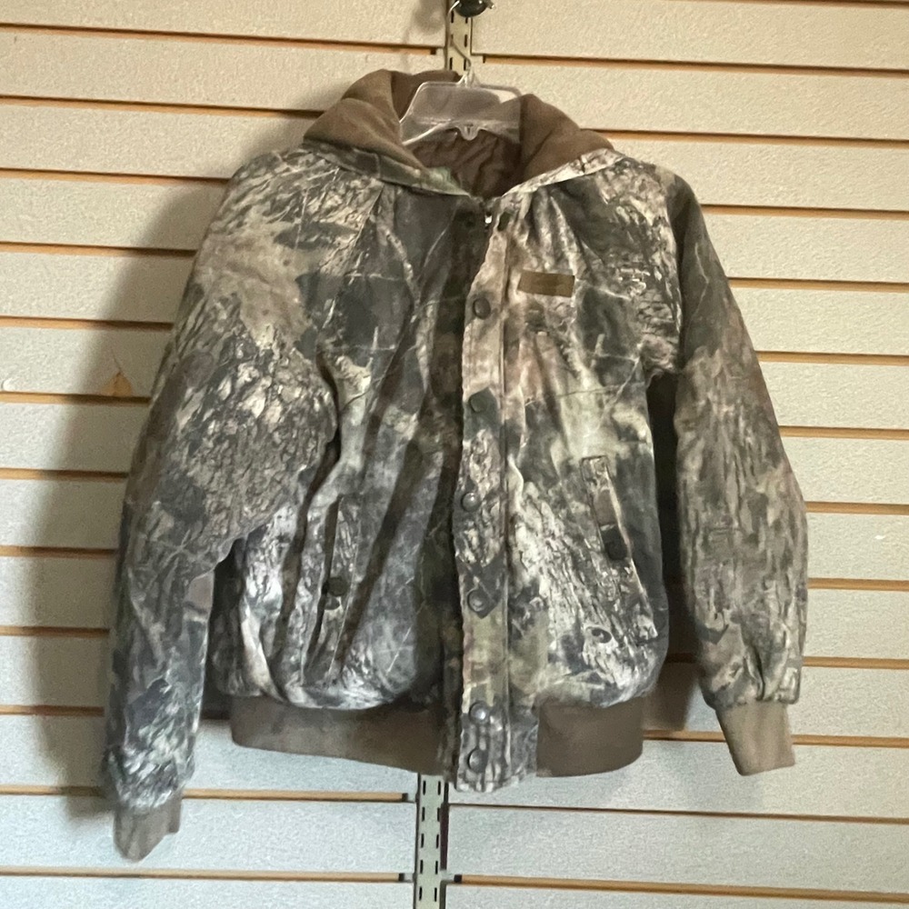 Cabelas Kids L 14 16 Camo Hooded Hunting Jacket Heavyweight Quilted‎ Bomber Coat